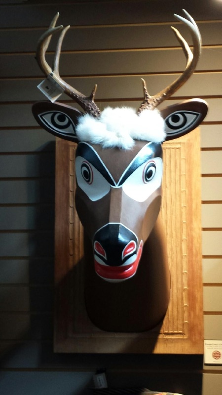 Carved mounted deer, side